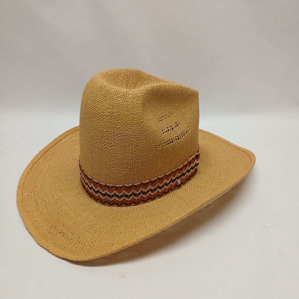 Vintage Resistol Spuridge Straw Cowboy Hat 7 1/8 Natural Western Self-Conforming